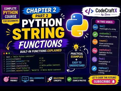 Python String Functions Explained | len(), count(), find(), replace(), capitalize()