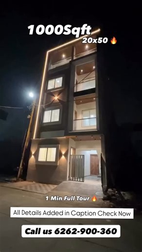360 Property View on Instagram: "1000Sqft 20x50 ❤️ ऐसा मौका बार-बार नहीं मिलेगा 🔥 . Save for Later ❤️ Elevation Design 20x50 1000Sqft Available for Sale For Sale Full Tour Coming Soon ❤️ . Call us on 8962900360 to grab amazing Offer . . 6BHK Bungalow Semi Furnished for Sale in Indore. Property Description Price: Call us at 8962900360 to know the price and Live location of the Bungalow East Facing Prime Location Plot Area: 1000sqft 20*50 Sqft Location: Near Vijay Nagar/Nepania 452010 Indore Madh