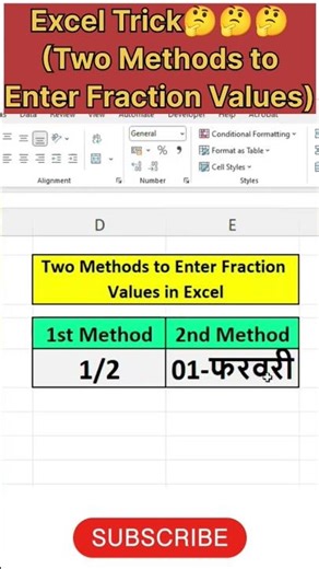 ExcelTrick😲#Two Methods to Enter Fraction Values in Excel#exceltips#excelshorts#exceltutorial#excel