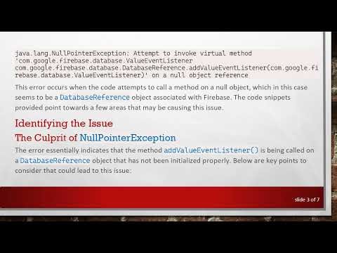Resolving NullPointerException in Android Studio When Accessing Firebase Realtime Database