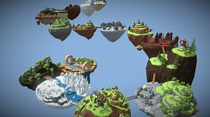 Low Poly Nature - Flying Islands - 3D model by purepoly