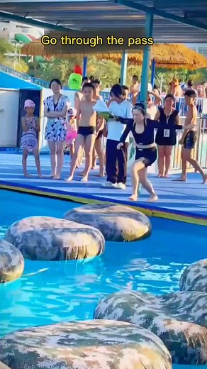 Exciting Obstacle Course Challenge in the Pool