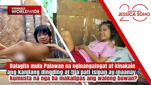 DALAGITA MULA PALAWAN NA NGINANGATNGAT AT KINAKAIN ANG KANILANG DINGDING AT TILA PATI ISIPAN AY INAANAY, KUMUSTA NA NGA BA MAKALIPAS ANG WALONG BUWAN? Paalala: Sensitibong paksa. Maging disente rin sa pagkomento. Ang sahig at dingding ng isang bahay mula Palawan, butas-butas! Pero hindi ito gawa ng anay o insekto o ng isang malakas at malaking tao kundi ang buto’t balat at 17-anyos na si “Aurora.” Sa pagkakatampok ng kuwento ni Aurora sa #KMJS, bumuhos sa kanila ang mga tulong. Makalipas ang wal