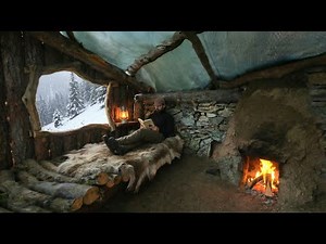 Building a Shelter From Tree Bark to Survive in The Wild - BUSHCRAFT SHELTER CAMPING