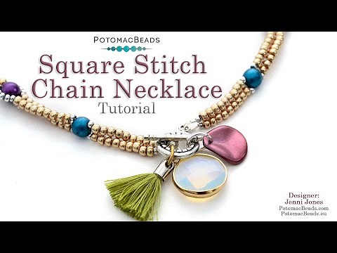 Square Stitch Chain Necklace - DIY Jewelry Making Tutorial by PotomacBeads