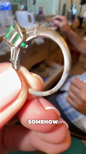 Emerald Ring Restoration Before and After Jewelry Repair Platinum Ring and Colombian Emerald Revival
