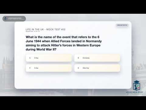 Life in the UK Mock Test#22 – Free UK Citizenship Practice Exam