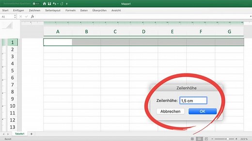 Excel: Zellen von Pixel in cm umrechnen