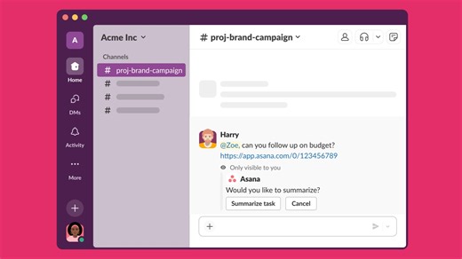 It takes two to tango, and Slack AI and Asana are the perfect duo for getting your business in the groove. 🕺 With our latest integration, teams have the power to quickly summarize Asana tasks directly from Slack to better understand the latest project status, surface key takeaways and identify action items faster than ever. https://slack-corporate.slack.com/apps/A01734836JY-asana | Slack