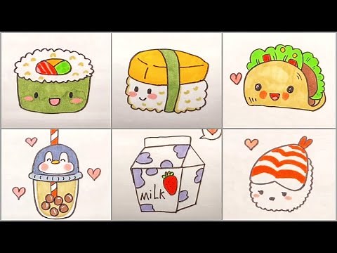 Vẽ đồ ăn thức uống cute đáng yêu, vẽ hình cute | Draw so cute #41