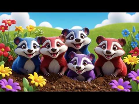 Five Little Badgers Dig Dig Dig | Animal Counting Song & Nature Rhymes