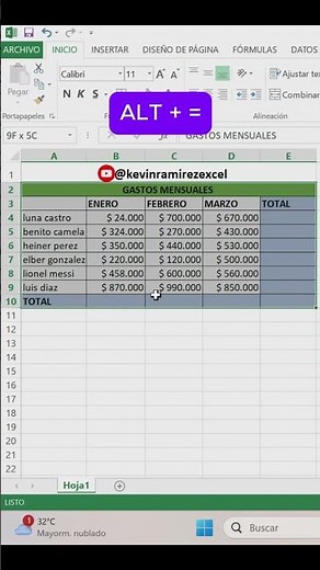 Calcula tus Gastos Mensuales en Excel Fácil y Rápido 💸📊 #excel #shorts