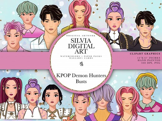 Kpop Demon Hunters Clipart, Rumy, Mira, Zoey, Jinu,saja Boys, Hand Drawn - Etsy