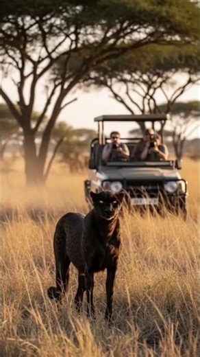 Black Cheetah Face Off with Safari Jeep #amazonjungle