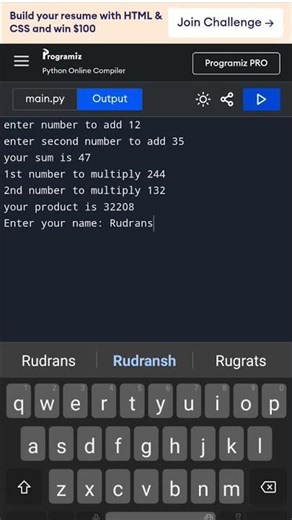 the whole python program for a easy calculator. #codinglife #tutorials