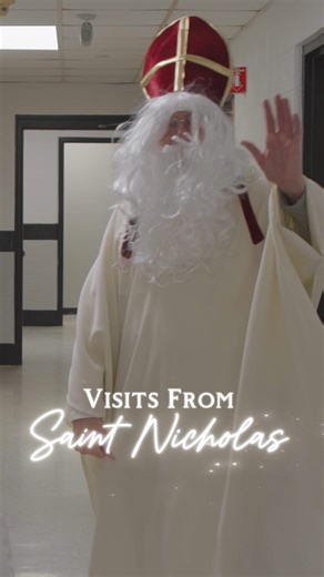 December 6 is St. Nicholas Day, and Meagher Hall celebrated in the sweetest way. 🎄✨ The residents were invited to leave shoes outside their doors on Wednesday, and Providence College Campus Ministry's Sister Mary Cecilia Goodrum, O.P., the hall chaplain, and the Providence College Department of History and Classics' Rev. John Vidmar, O.P. — dressed as St. Nicholas — made their rounds delivering goodies to spread a little Christmas cheer. The tradition brought big smiles to start the season. See