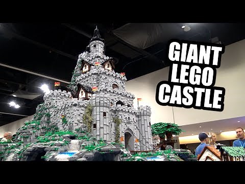 Giant LEGO Castle with Waterfall & Underground Caverns