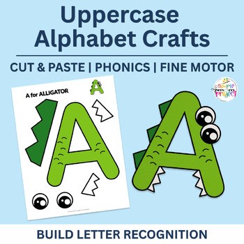 Uppercase Alphabet Cut and Paste Crafts | 52 Capital Letter Printable Worksheets