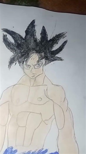 Drawing of goku 🤣 with water colour in A4 sheet #treading#viewpoint#shortviral#shorts
