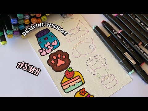 Relaxing Drawing ASMR 🎨 | Cute Doodles with Markers | Drawing With Me