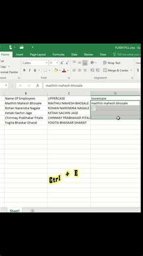 Flash Fill = Magic Fill 😍 | Excel Super Trick #shorts #flashfill #shortcut #flash #fill