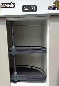 2 Layers 180 Degree Corner Swivel Basket Cabinet Storage Rack
