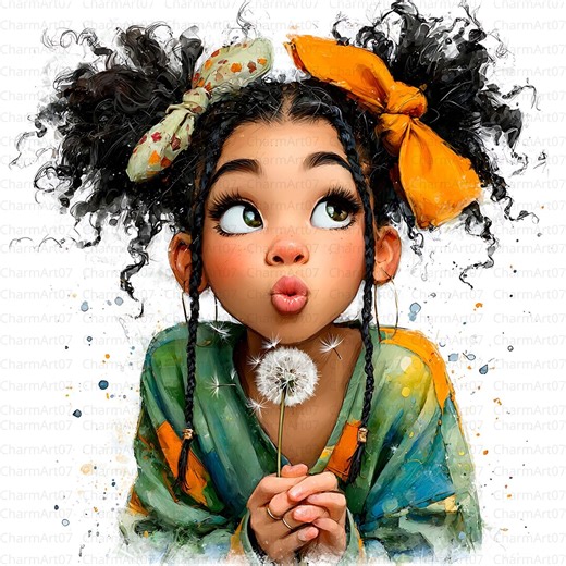 Dandelion Girl Clipart Bundle: Watercolor Art, Junk Journal (JPG) - Etsy