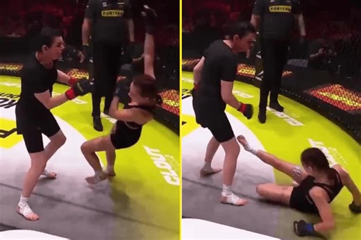 Incredible footage shows 50-year-old mum KNOCKING OUT son’s teenage ex-girlfriend in bizarre MMA fight