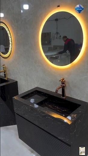Modern Wash Basin Design ✨ | LED Mirror Setup #shorts”