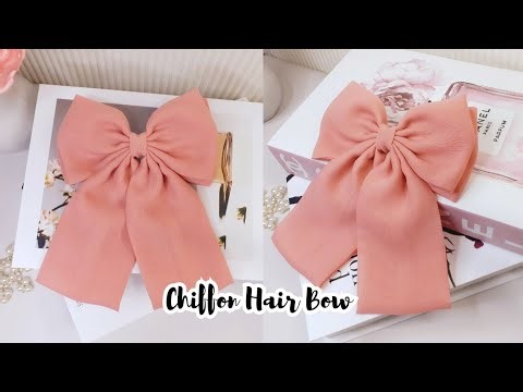The Easiest Big Hair Bow Making - How to Make Double Layer Hair Bow with Chiffon Fabric