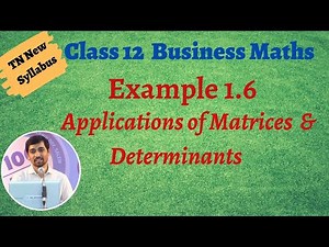 Class 12 Business Maths | Example 1.6 | Applications of Matrices and Determinants