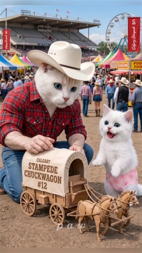 Solid-Gold Chuckwagon Cat Cartoon — Funny Kitten Riding Horse