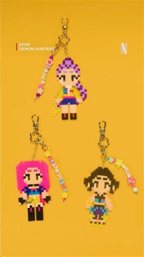 These DIY HUNTR/X bead keychains are GOLDEN 🤩 KPop Demon Hunters is now playing on Netflix!