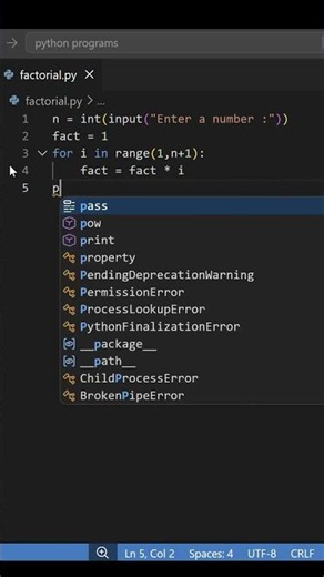 💻 Python Factorial in 30 Seconds 🔥 | Code Therapy