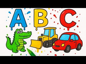 🎨 Magic Coloring ABCD – Alligator, Bulldozer, Car & Dinosaur! 🐊🚜🚗🦖