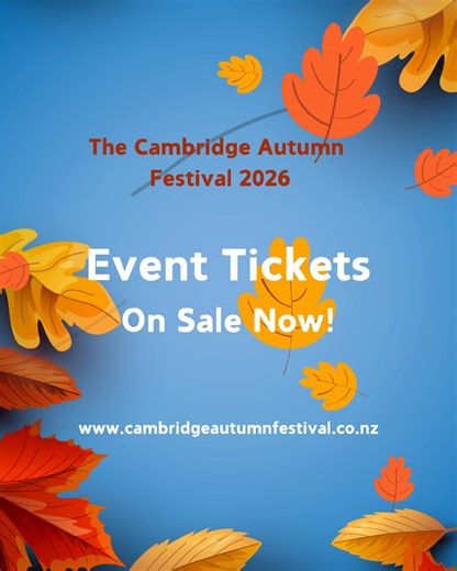 🍂 The Cambridge Autumn Festival Programme is LIVE — and tickets are on sale now! 🍂 From Friday 20 – Sunday 29 March, the Cambridge Autumn Festival spills the Arts into the heart of our community. This is a festival about us — artists, neighbours, families, friends, and everyone who believes creativity belongs in the open air. 🎟️ Tickets on sale now >> cambridgeautumnfestival.co.nz/events #cambridgeautumnfestival #artfestival #autumnfestival | Cambridge Autumn Festival