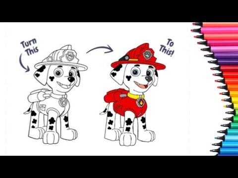 How to Draw & Color Marshall From Paw Patrol | Step by Step Drawing Tutorial For Kids Drawing