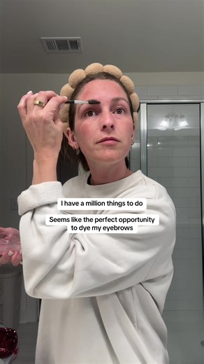 I can only be productive for so long. Time for a dye, a shower, and back to work. But should I be packing or cutting lamination? 🤔 #priorities #busy #adhd #chores #procrastination