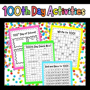 100th Day of School-No Prep 100th Day Activities-Crowns, Writing, Snack Mix