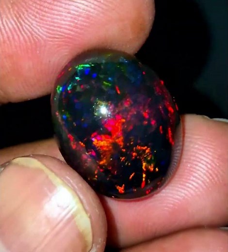 Amazing Natural Ethiopian red fire opal cabochon rainbow fire polish opal luxury rare fire opal.