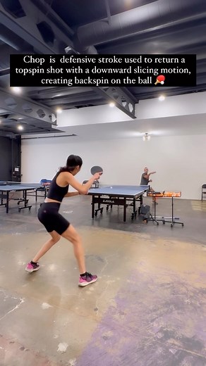 In table tennis, a “chop” is a defensive stroke used to return a topspin shot from the opponent. It involves a downward slicing motion, imparting backspin on the ball, causing it to bounce low and closer to the net on the opponent’s side. The chop is often used when players are on the defensive or trying to disrupt their opponent’s rhythm. It requires precise timing and skill to execute effectively 🏓 #pingpong #tabletennis #탁구 #howto | Soo Yeon Lee 이수연