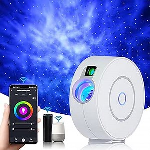 Smart Star Projector Galaxy Light, Home Planetarium Projector with APP Control | Music sync | 24H Timer Modes | Adjustable Brightness | Nebula Clouds, for Kids Bedroom Gaming Room (Square)