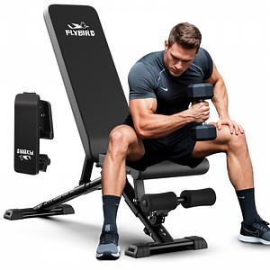 Flybird Collapsible Adjustable Weight Bench - Heavy Duty Foldable Fitness Exercise Utility, with 800 Lbs. Weight Capacity, Black