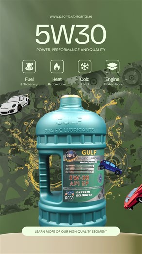 Gulf Pacific Lubricants GPL FZC on Instagram: "Engineered for modern engines, Gulf Pacific 5W-30 API SP delivers efficiency, protection, and reliability where it matters most. From cold starts to high-temperature performance, it’s designed to keep your engine cleaner, smoother, and protected every drive. Visit us at: www.pacificlubricants.ae #gulfpacificlubricants #enginelubricants #apisp #5w30oil #engineprotection #fuel效率 #automotivelubricants #modernengines #trustedperformance"