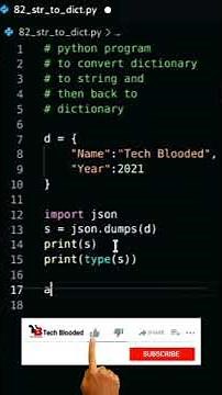 Python Program To Convert Dict To String And String To Dict Using Json | Tech Blooded | #Shorts