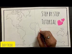 How to draw World Map easily/World Map drawing/how to draw World Continent and Ocean map/map drawing