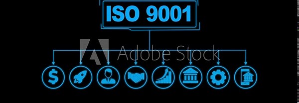 ISO 9001 Quality Management System Concept on the transparent background. representing certification standards, business excellence, ISO certified,