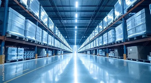 Fresh Distribution Concept: Refrigerated warehouse with organized supply flow