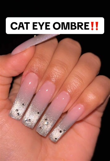 Cateye Ombre Nail Tutorial with Chrome Powder