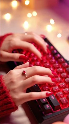 Cozy ASMR Typing on Red Glowing Keyboard ❤️✨#asmr #asmrvideos #shorts
